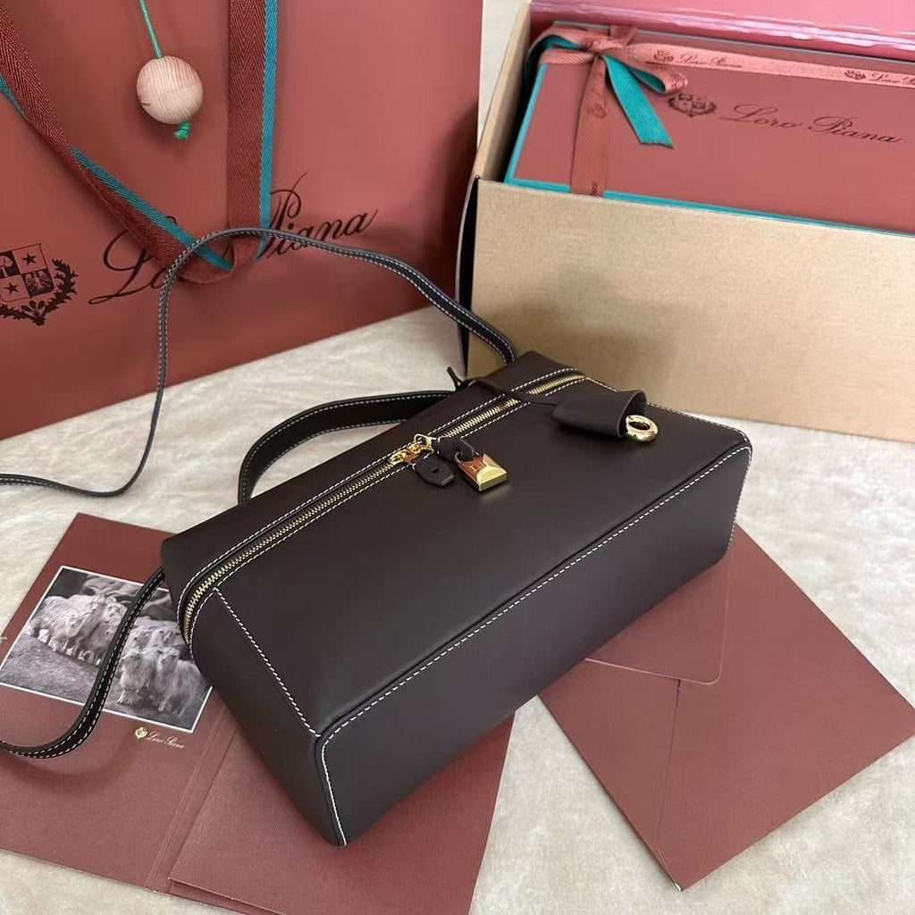 Wine Black Leather & Canvas Crossbody Bag