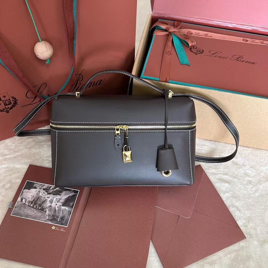 Wine Black Leather & Canvas Crossbody Bag