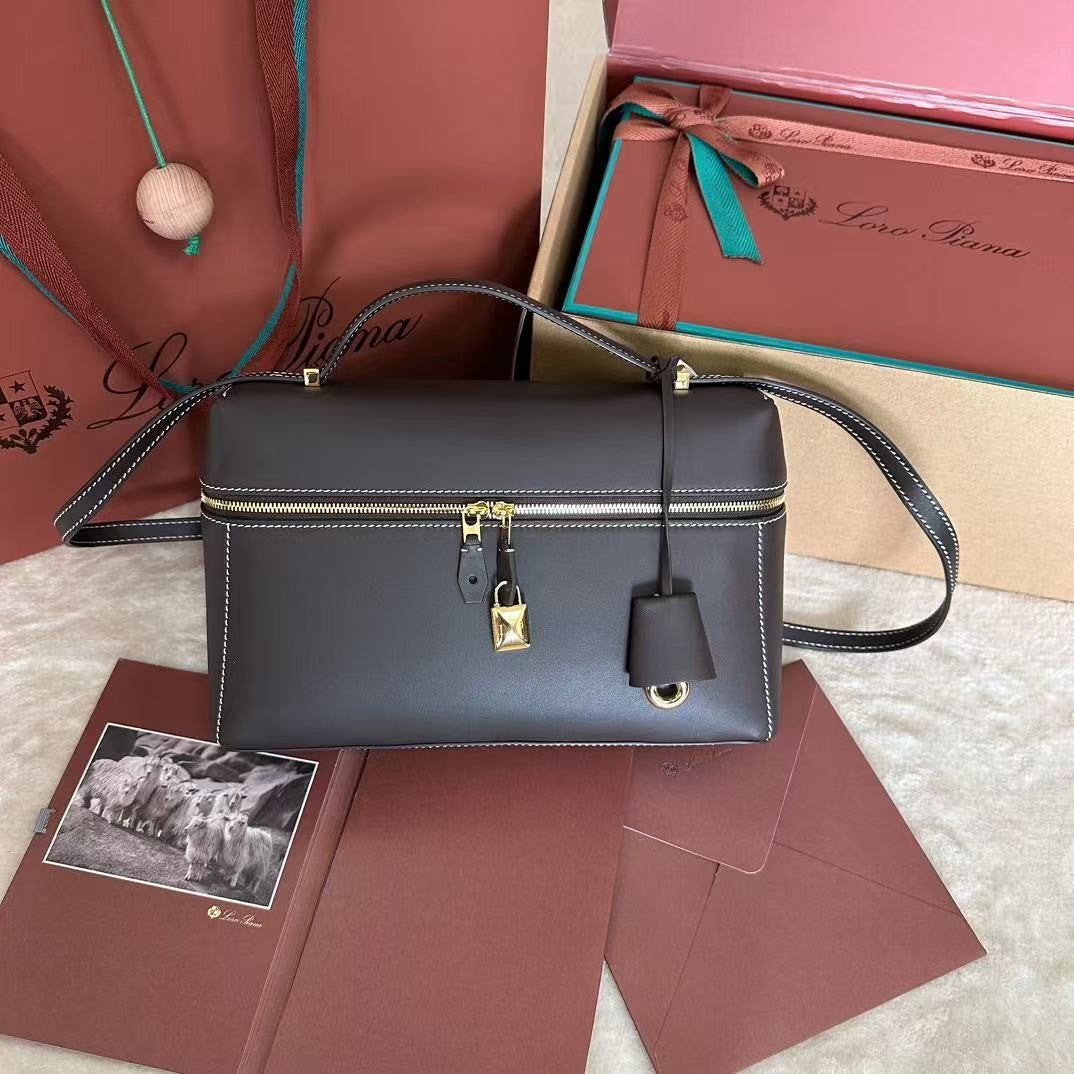 Wine Black Leather & Canvas Crossbody Bag