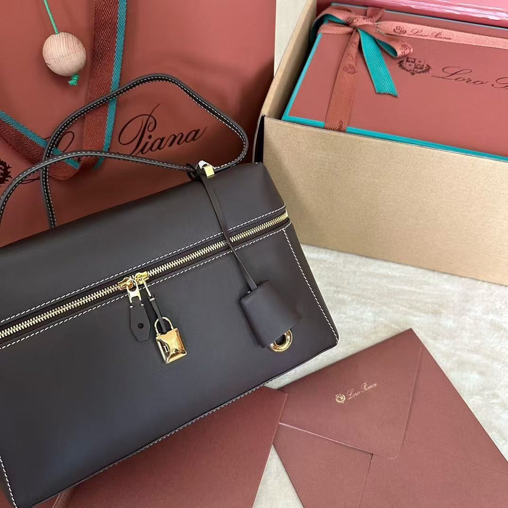 Wine Black Leather & Canvas Crossbody Bag