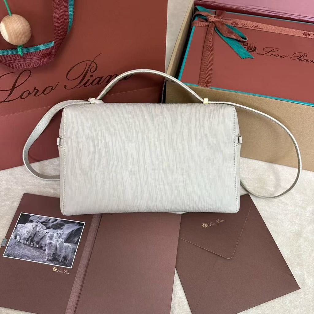 Wine White Leather & Canvas Crossbody Bag