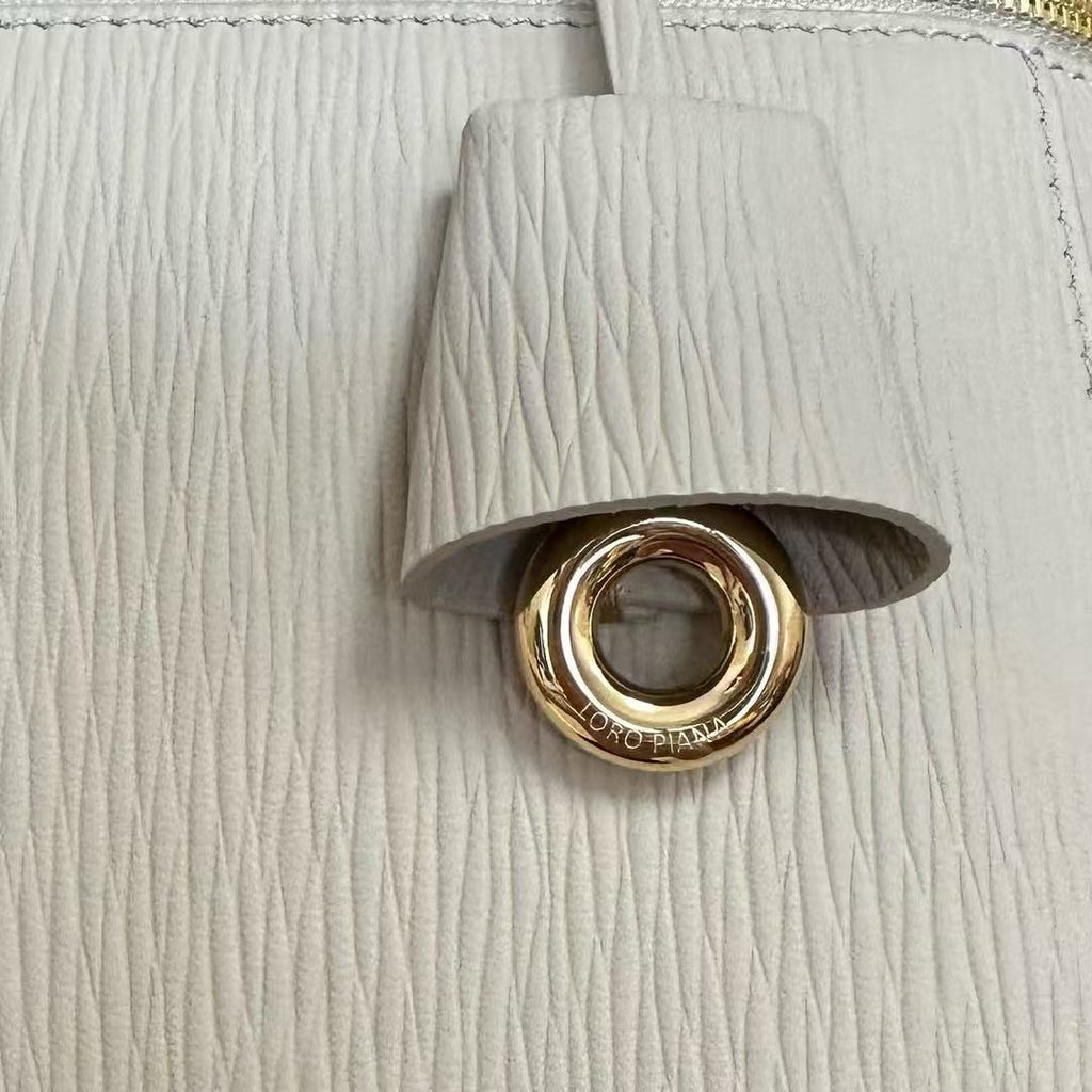 Wine White Leather & Canvas Crossbody Bag