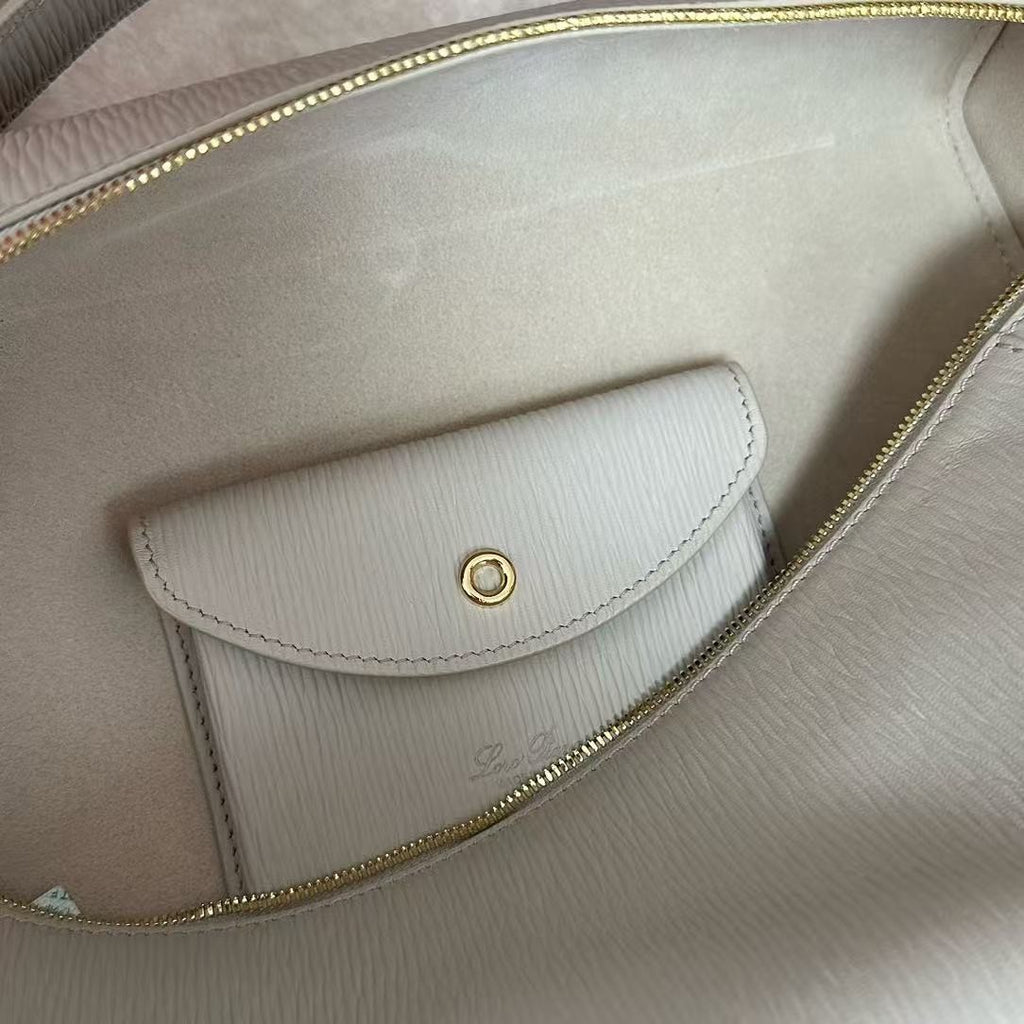 Wine White Leather & Canvas Crossbody Bag