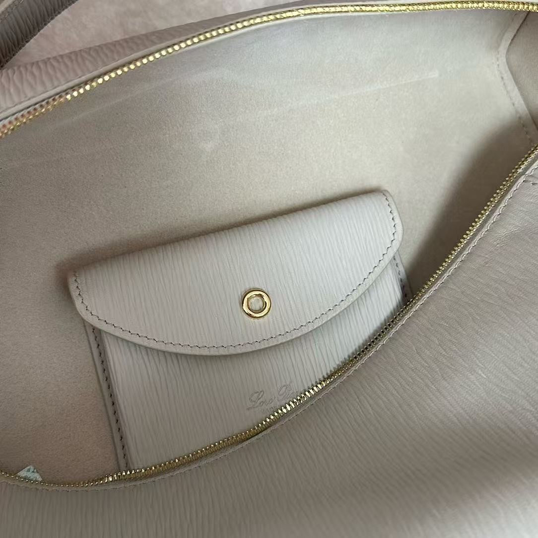 Wine White Leather & Canvas Crossbody Bag