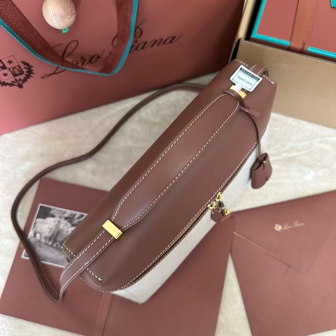 Wine Red Leather & Canvas Crossbody Bag