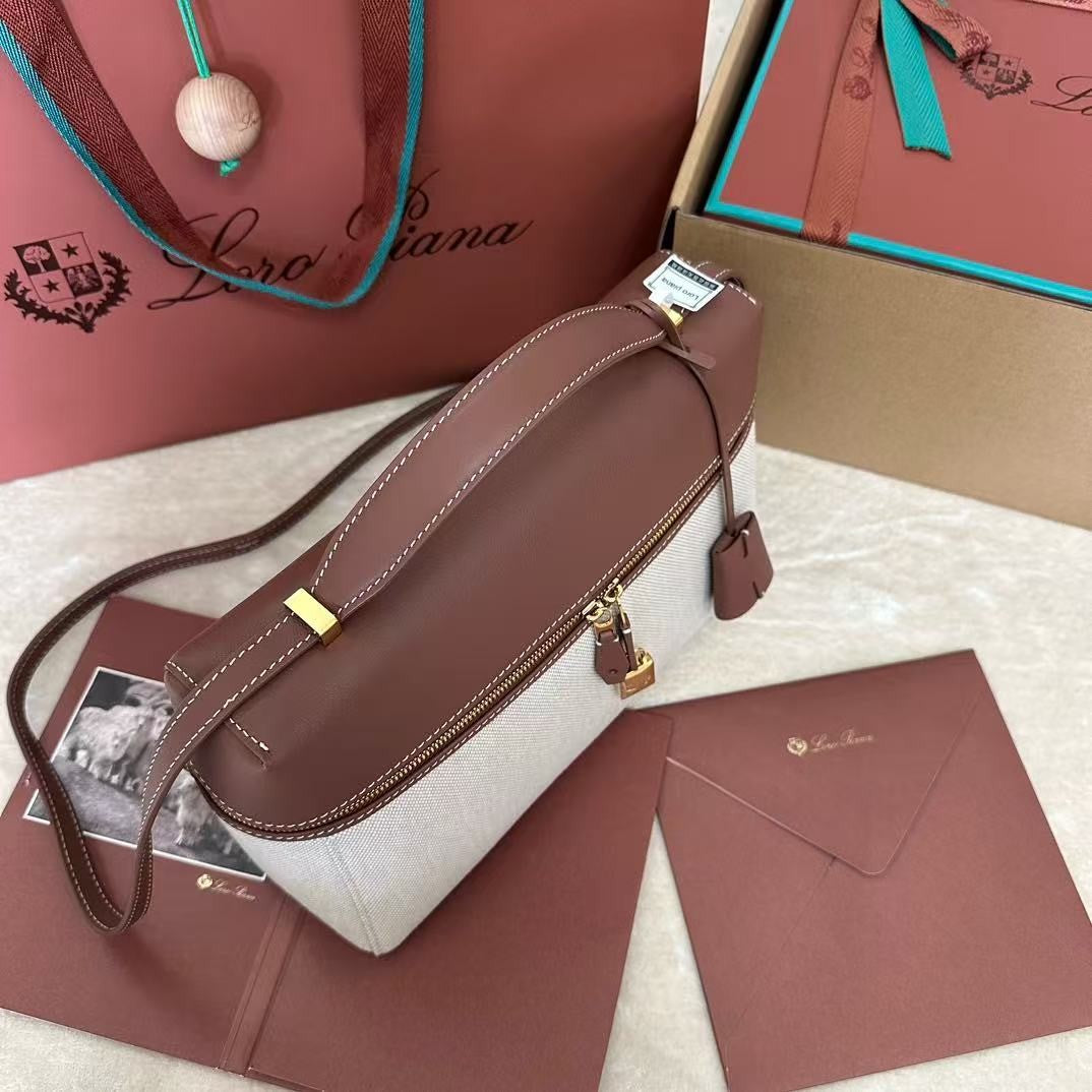 Wine Red Leather & Canvas Crossbody Bag