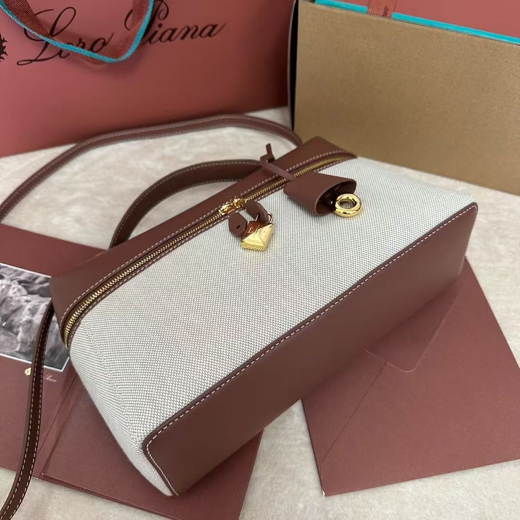 Wine Red Leather & Canvas Crossbody Bag