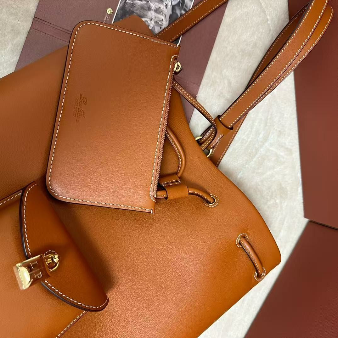 Extra Brown Canvas Drawstring Backpack