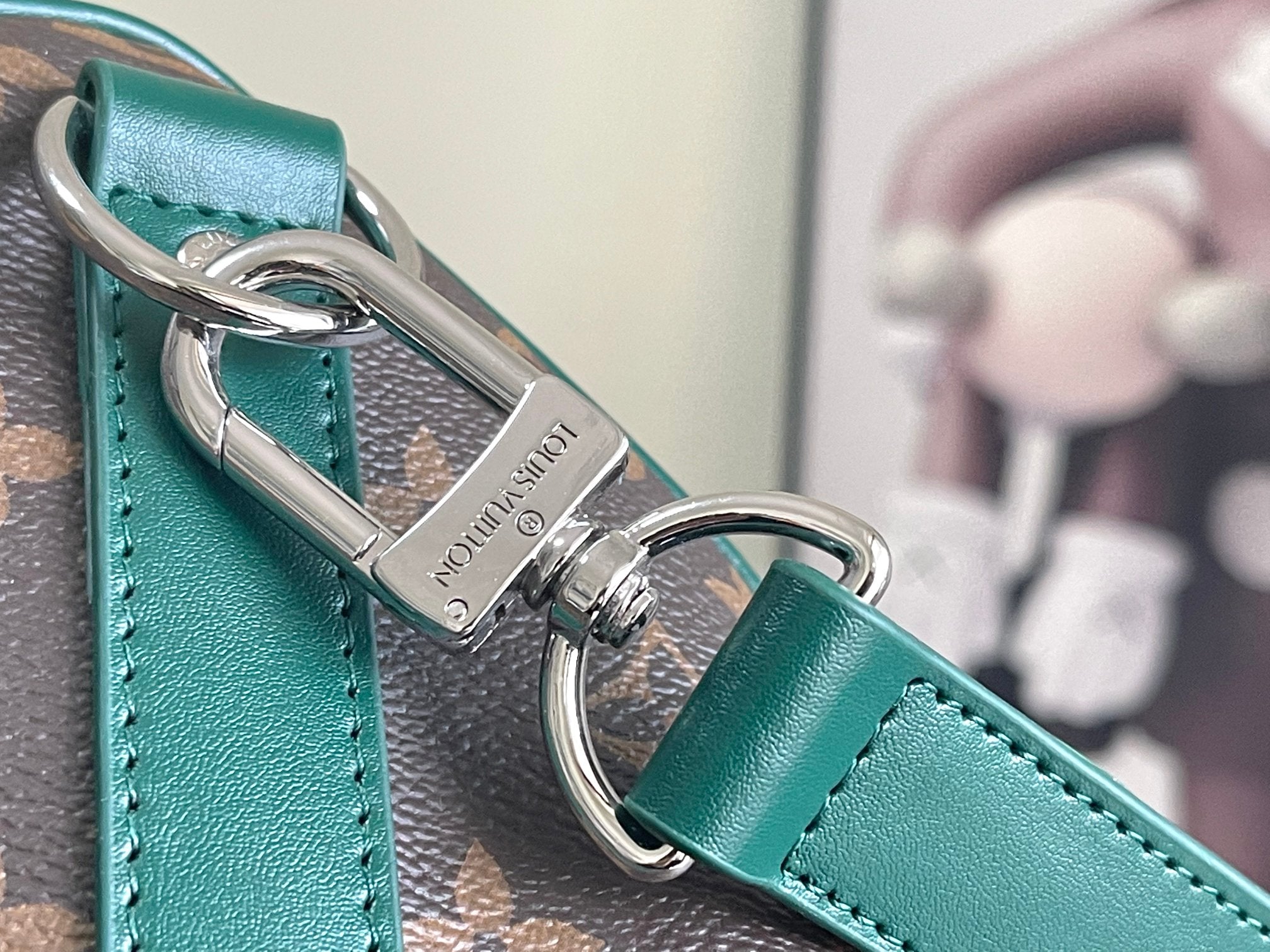 Keepall Bandoulière 50 – Monogram Canvas with Green Leather Trim