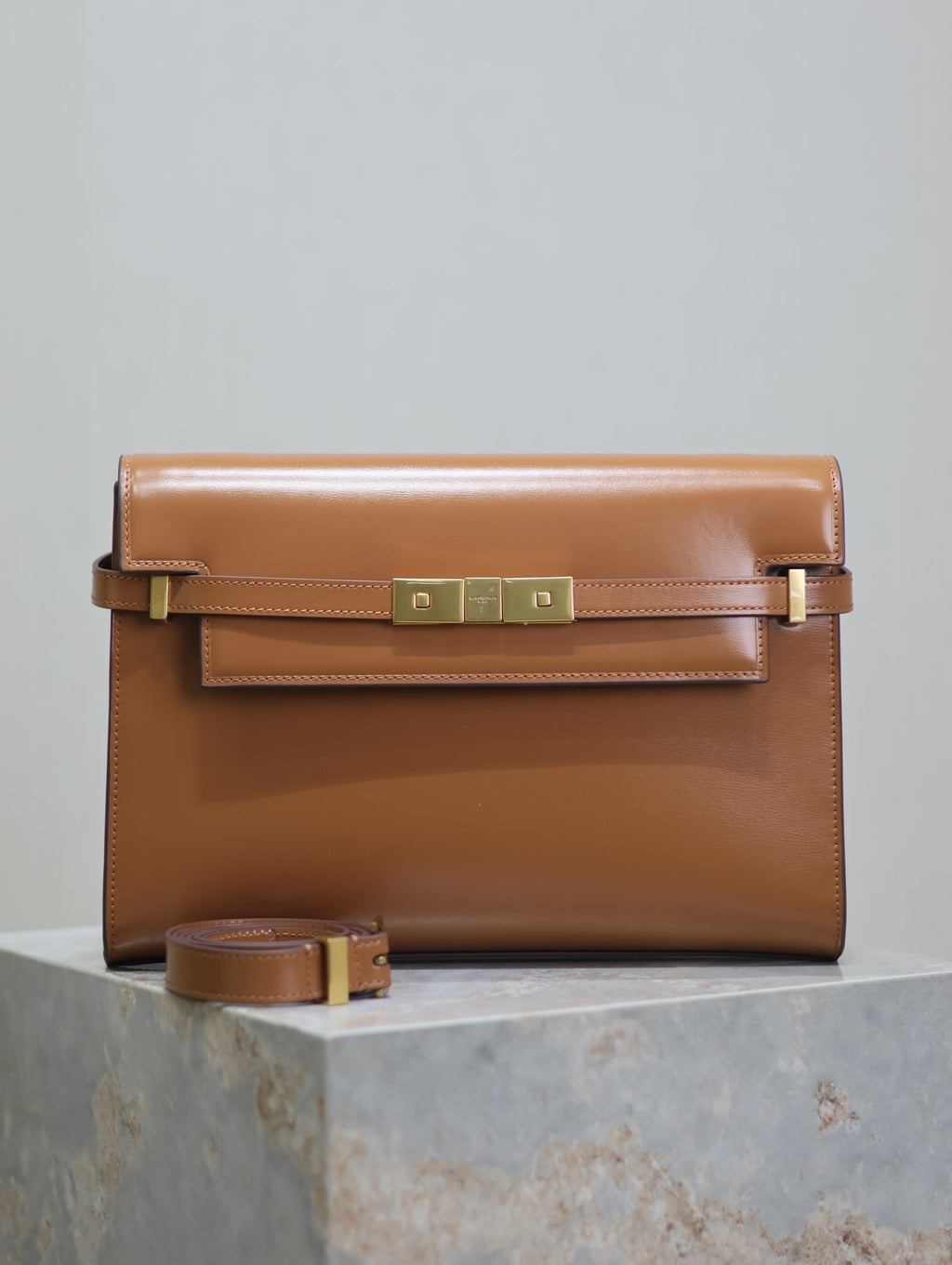 Crocodile-Embossed Leather Chain Bag