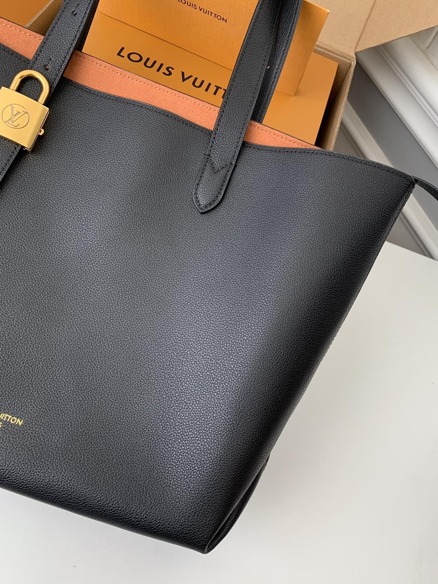 Calfskin Leather Tote Bag with Monogram Pouch