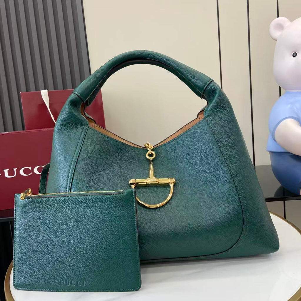 Softbit Style Deep Green Grained Leather Shoulder Bag