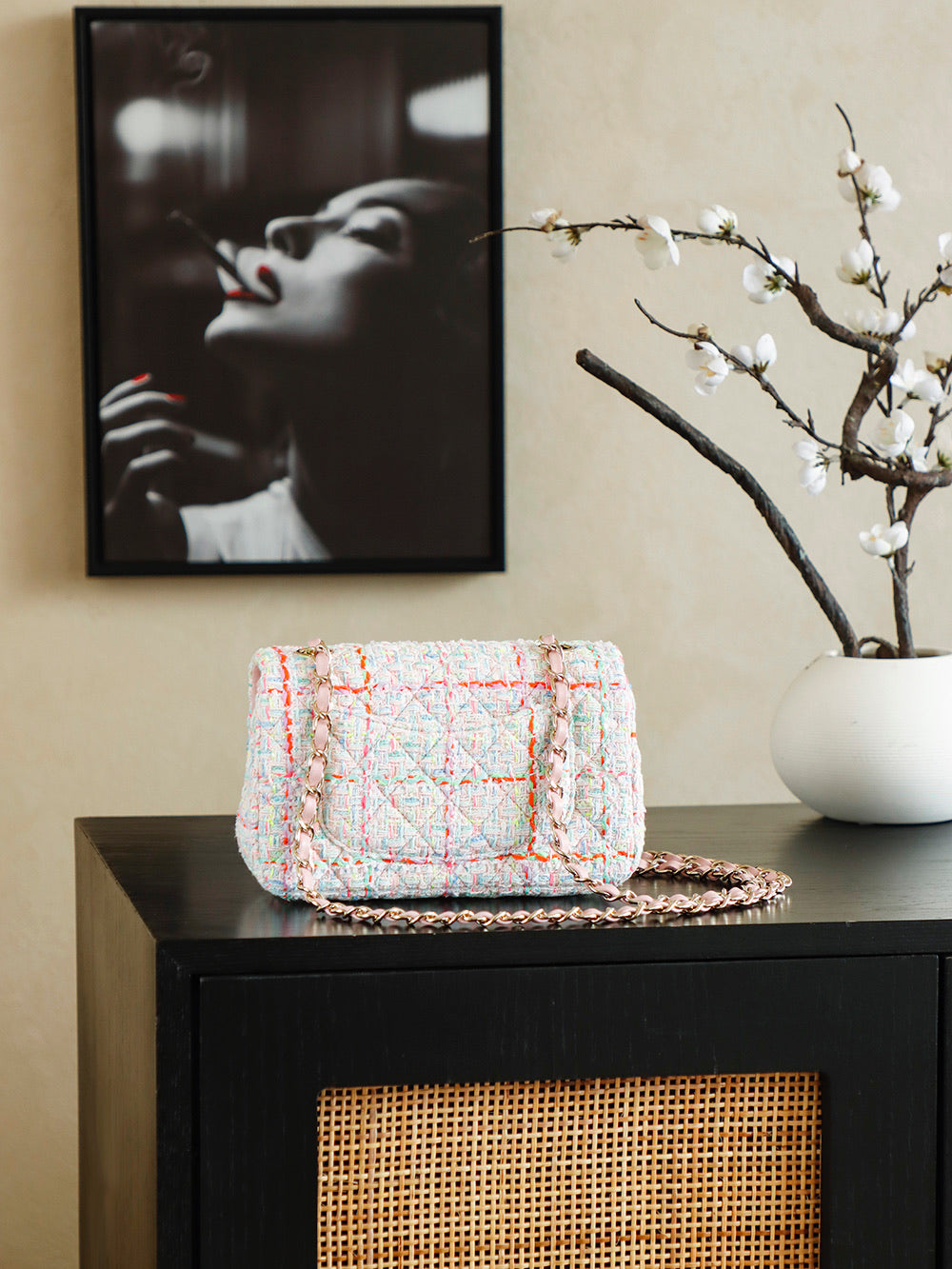 Classic Flap Tweed Chain Shoulder Bag 24