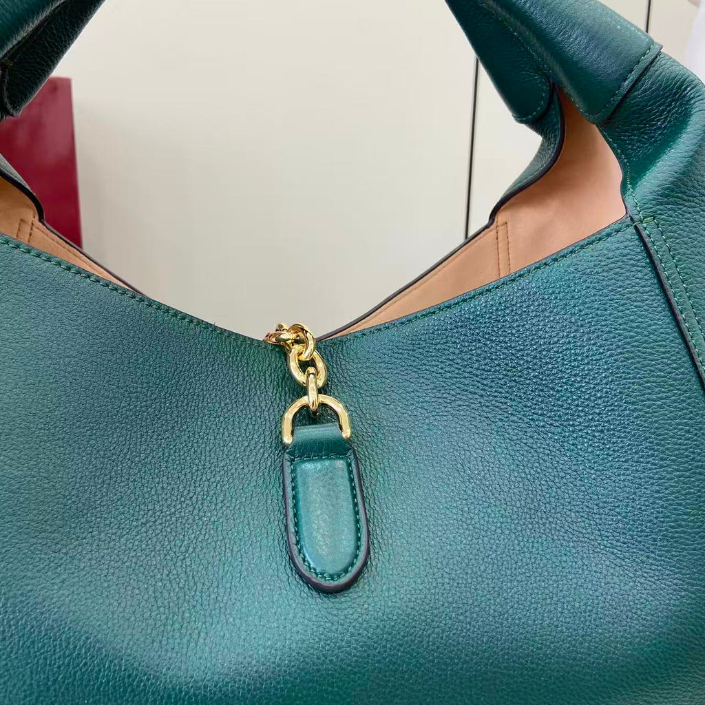 Softbit Style Deep Green Grained Leather Shoulder Bag