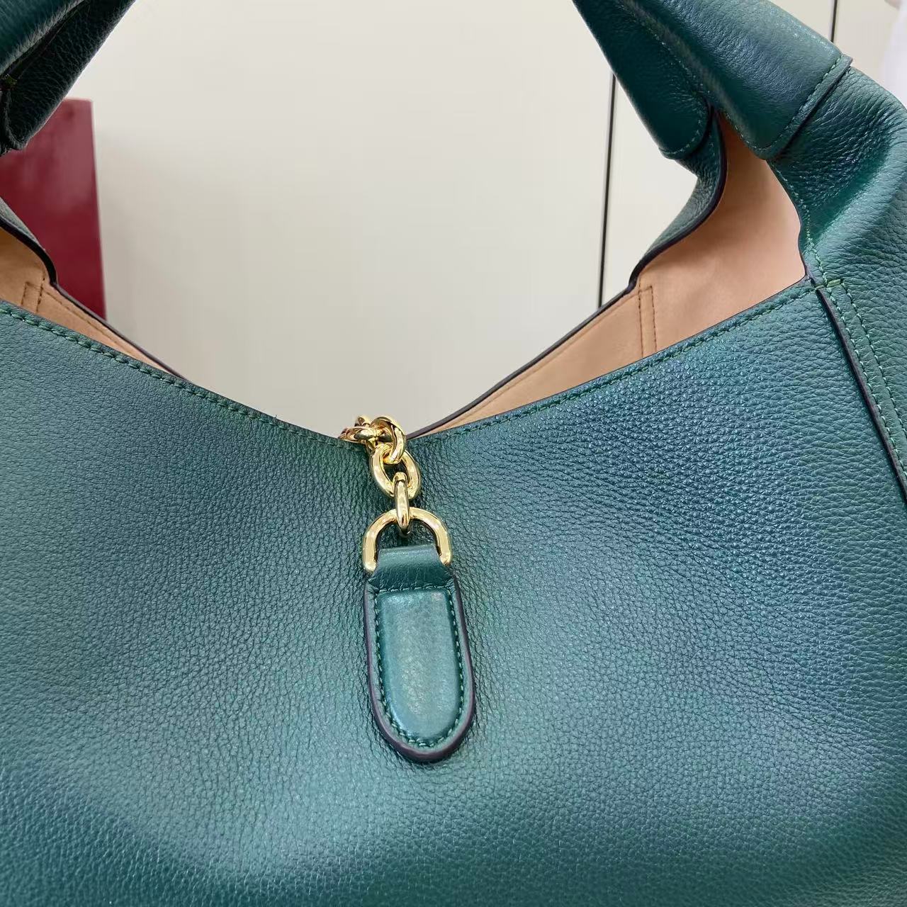 Softbit Style Deep Green Grained Leather Shoulder Bag
