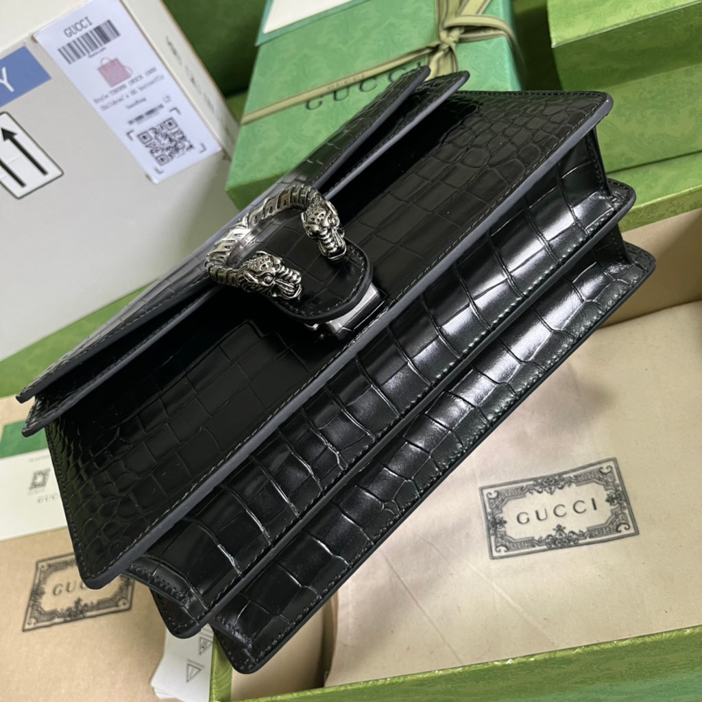 Croc-Embossed Dionysus Shoulder Bag