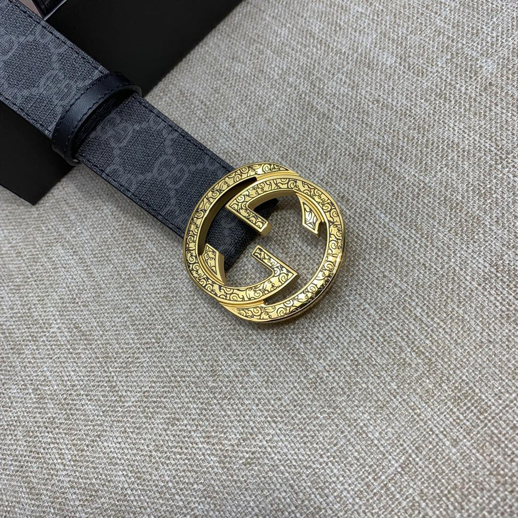 Monogram Canvas Belt with Gold-Tone Interlocking GG Buckle