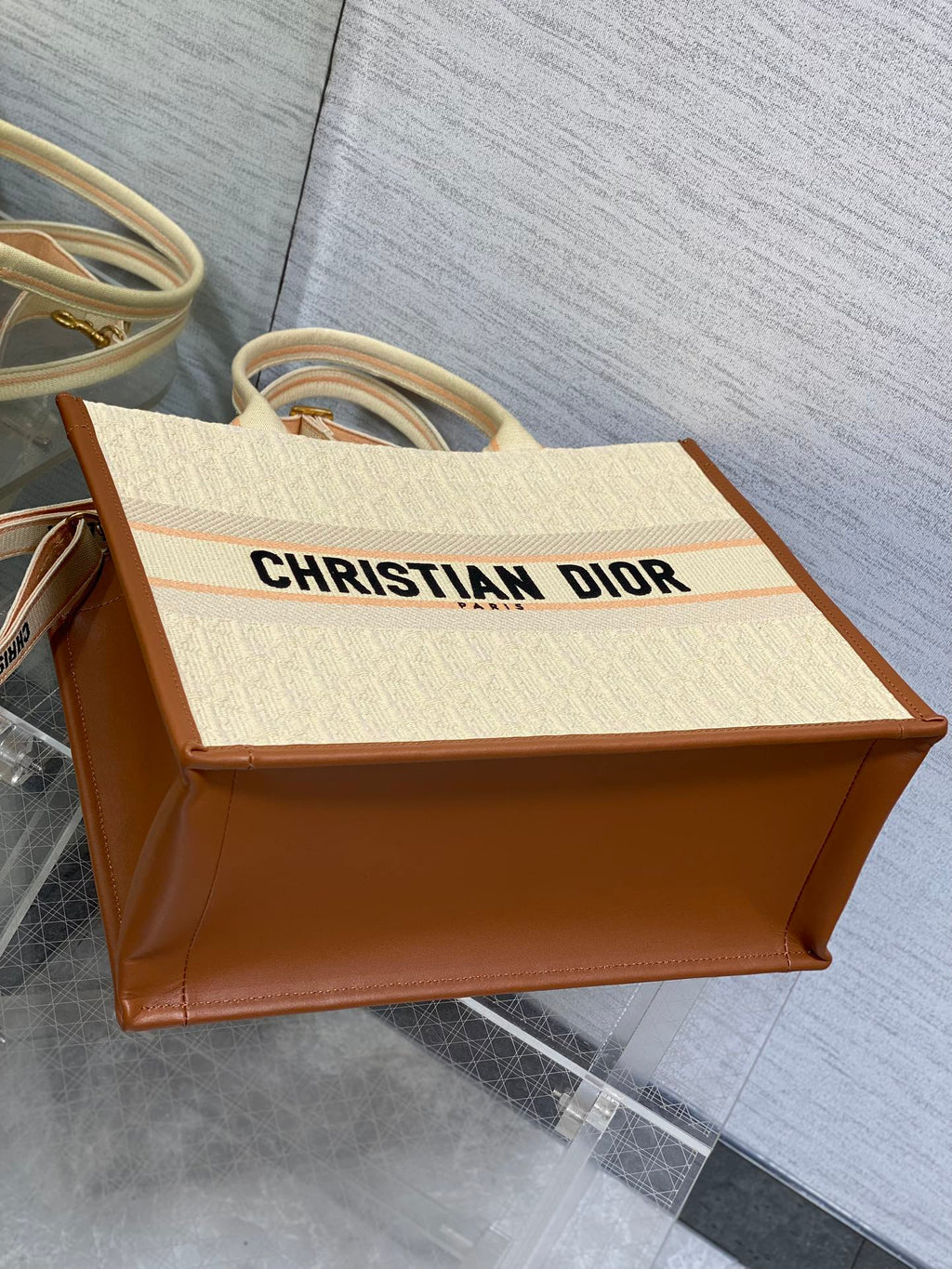 Canvas Tote Bag with Leather Trim