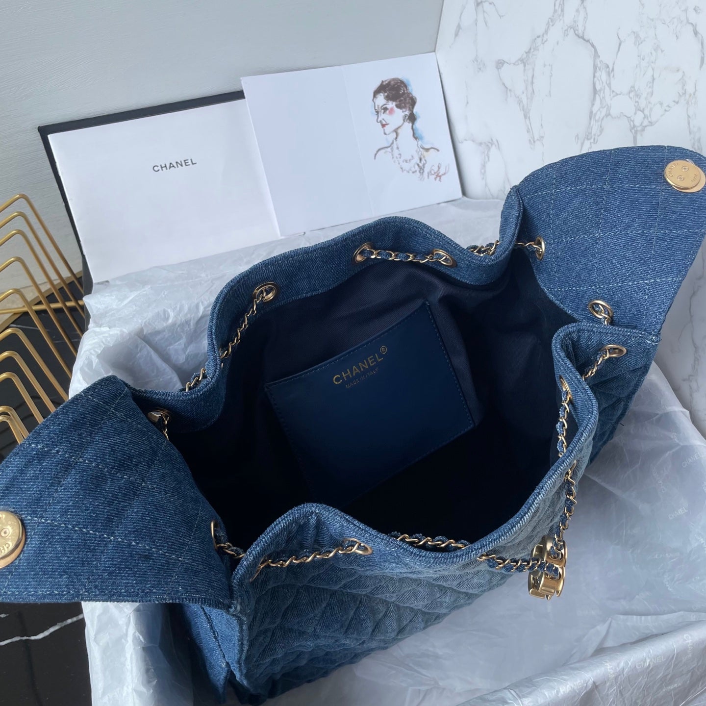 25 Medium Quilted Large Denim Bag