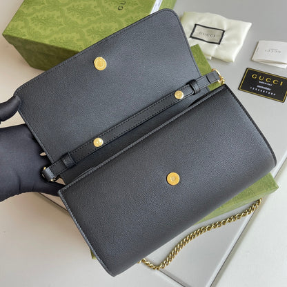 Bamboo Handle Leather Wallet with Chain