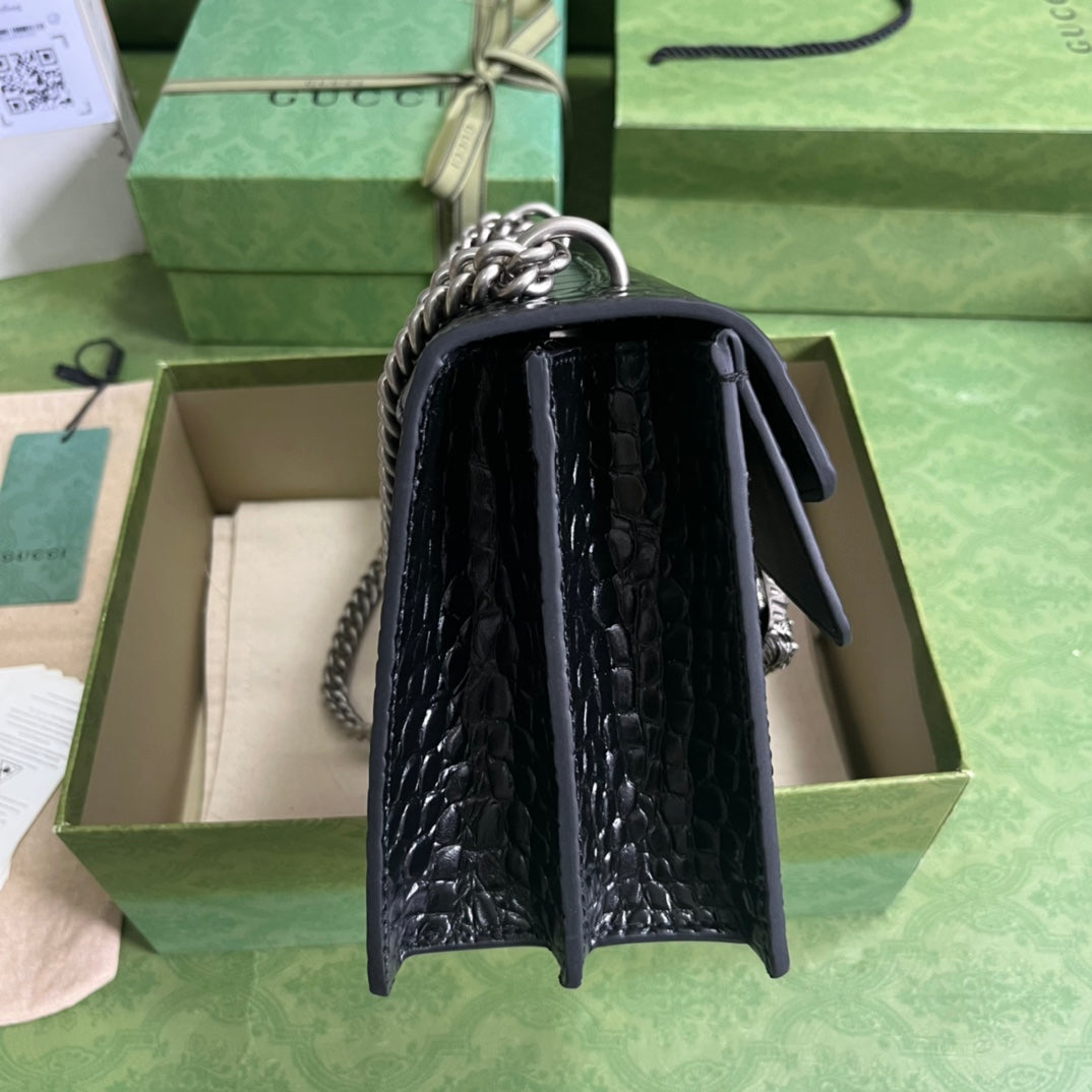 Croc-Embossed Dionysus Shoulder Bag