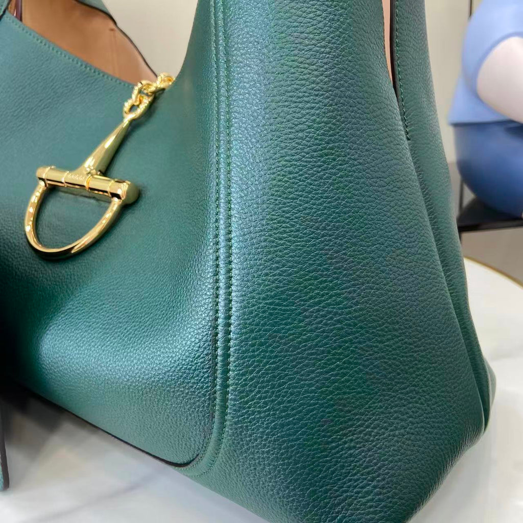 Softbit Style Deep Green Grained Leather Shoulder Bag