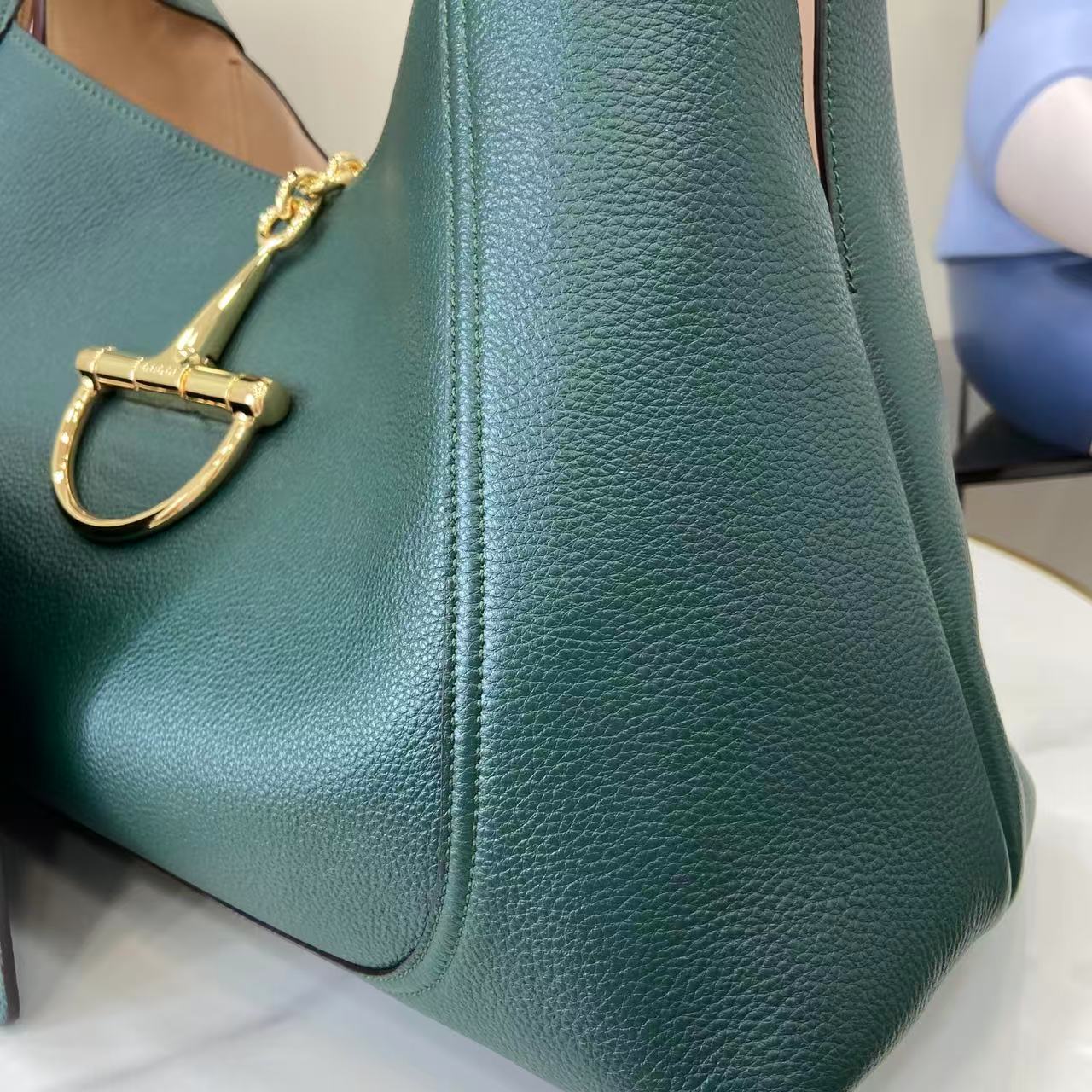 Softbit Style Deep Green Grained Leather Shoulder Bag