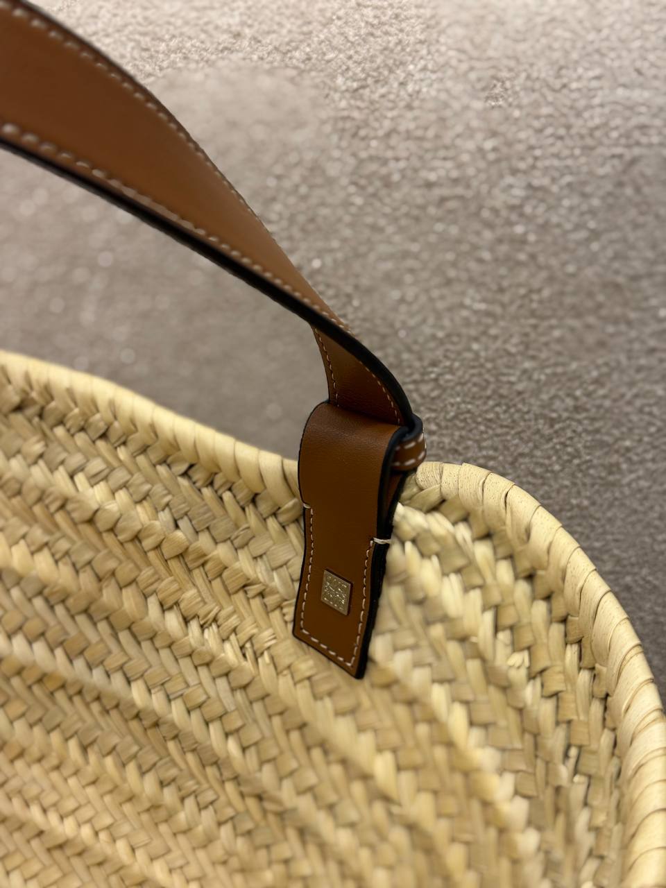Basket Bag in Palm Leaf and Calfskin