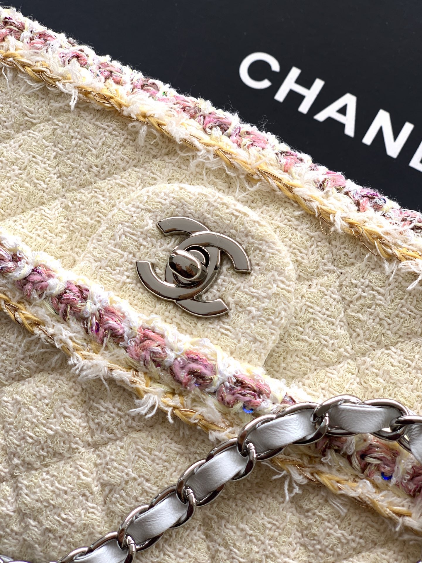 Large Double Flap Tweed Bag