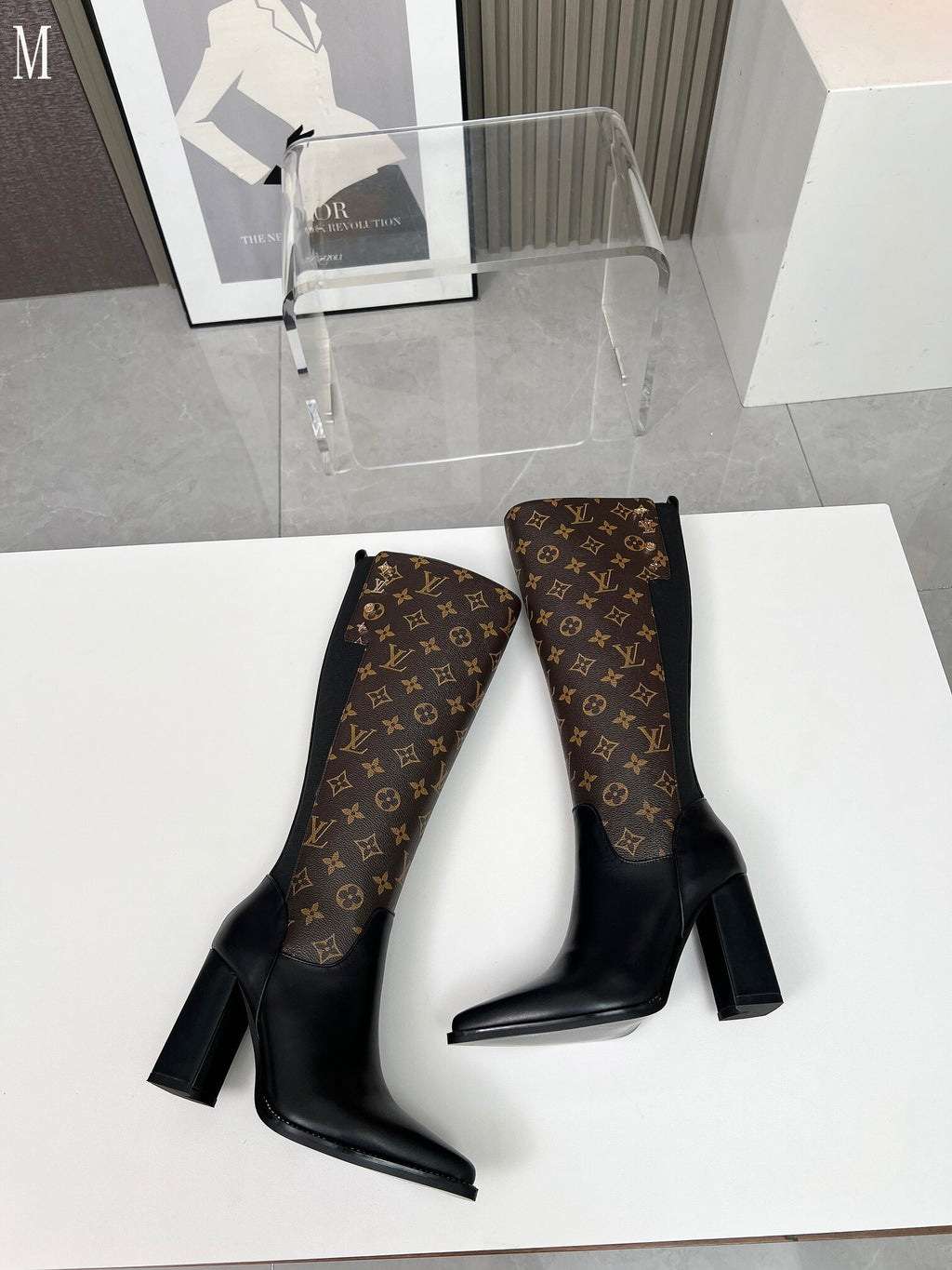 Monogram Knee-High Leather Boots