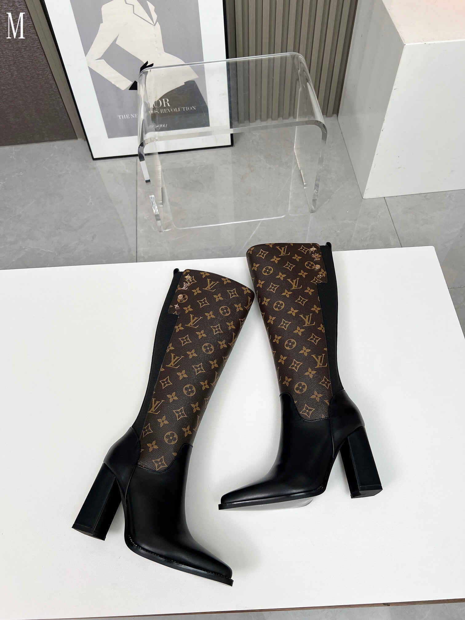 Monogram Knee-High Leather Boots