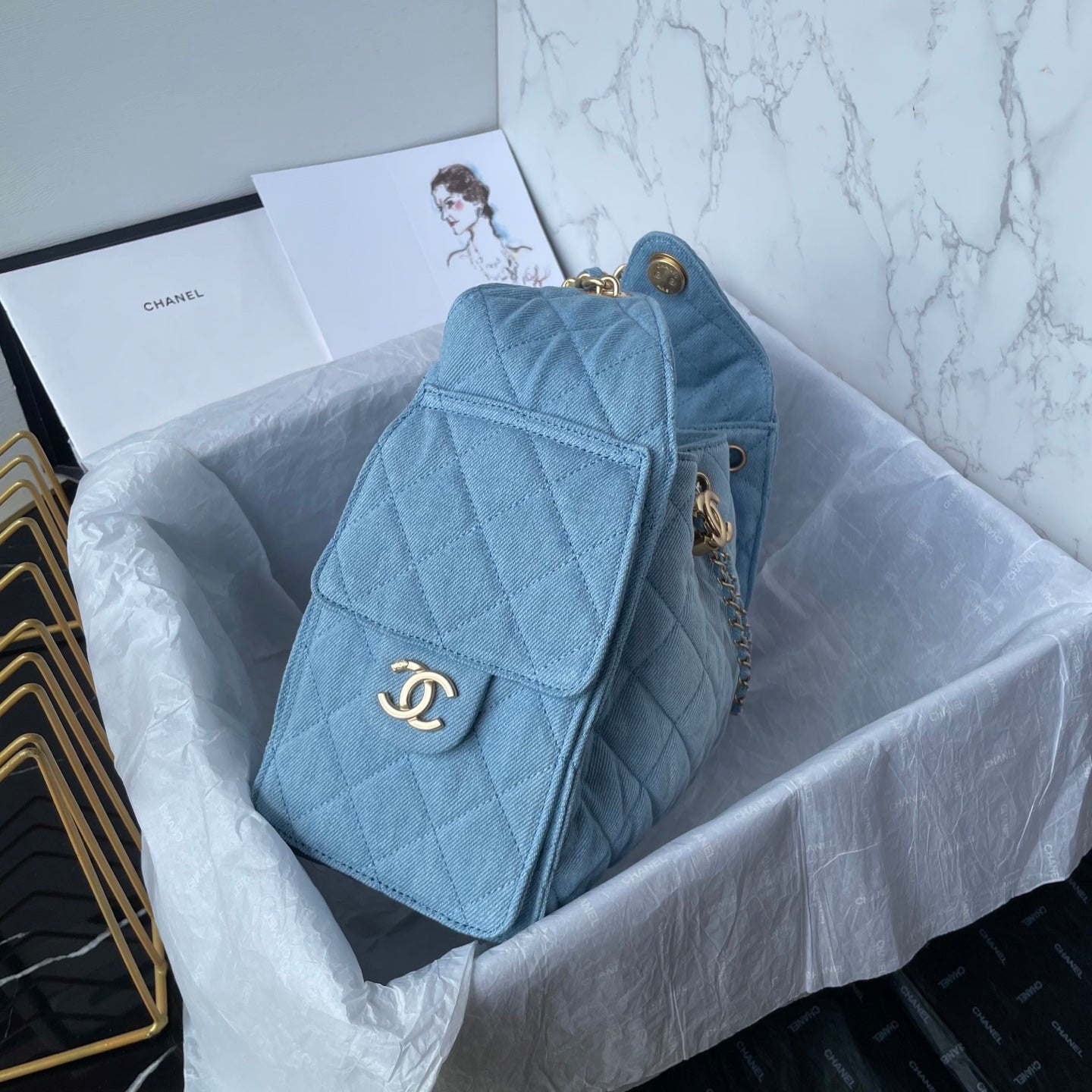 25 Medium Quilted Denim Bag
