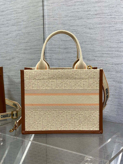 Canvas Tote Bag with Leather Trim