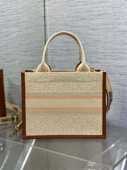Canvas Tote Bag with Leather Trim