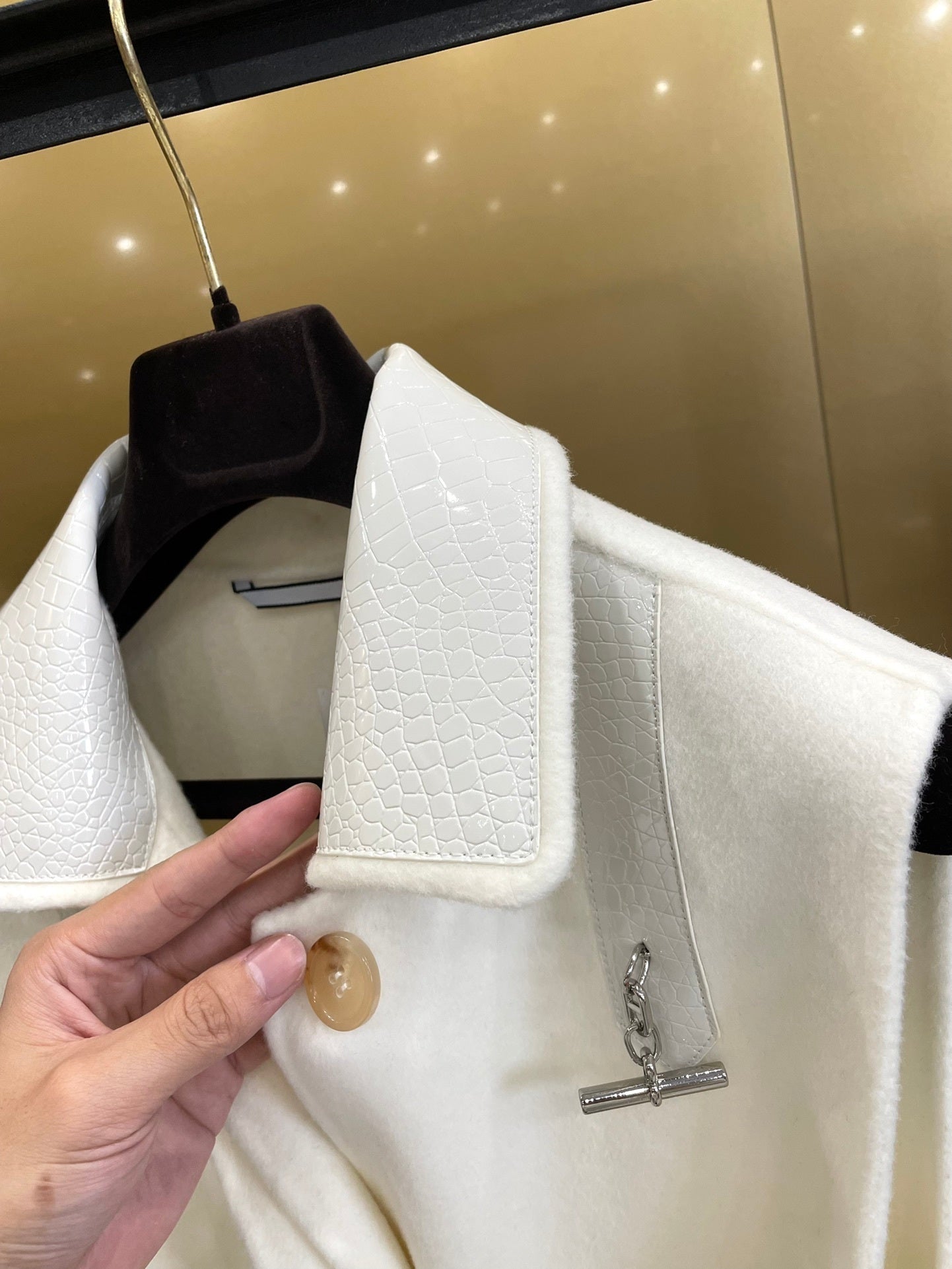 Embroidered Wool Long Coat