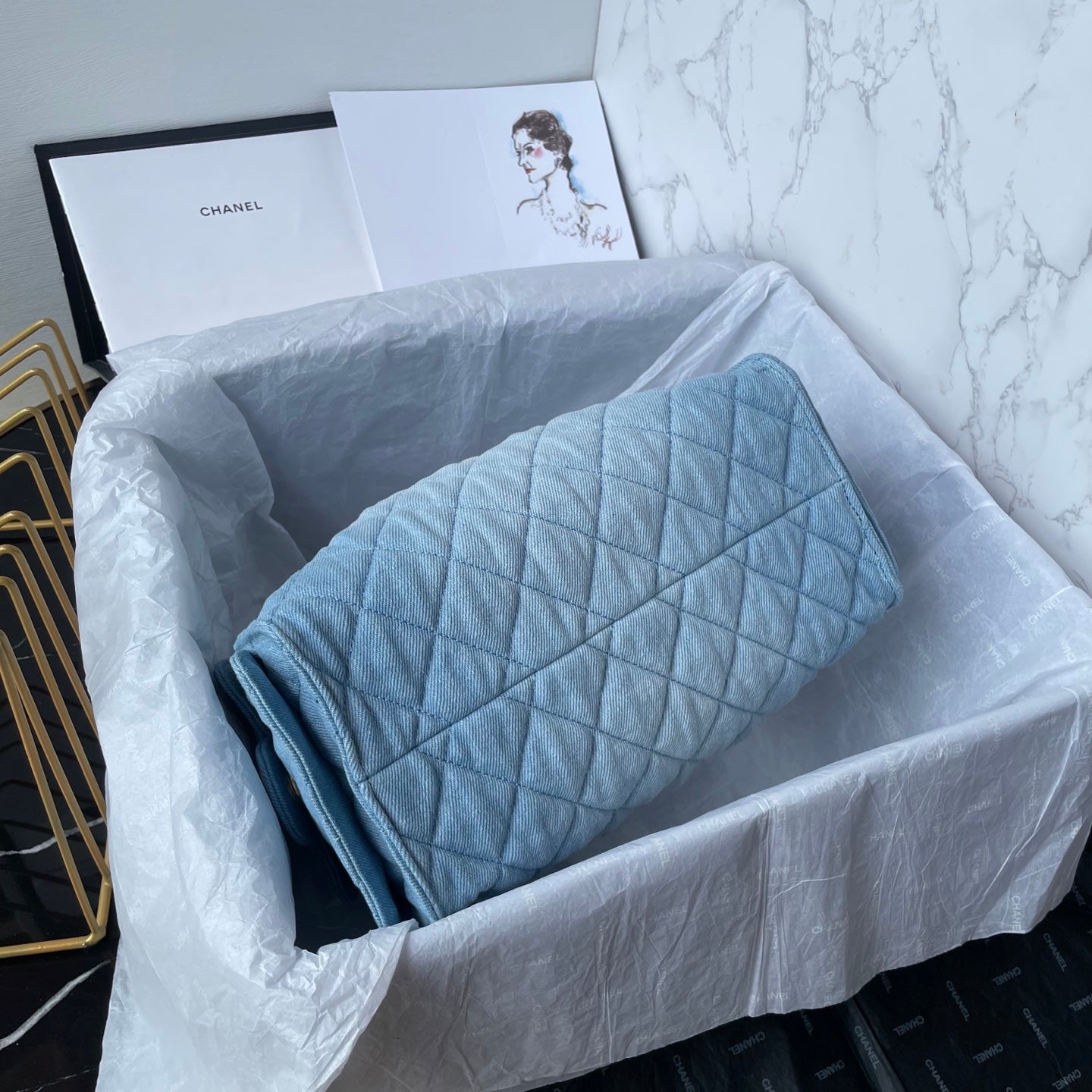 25 Medium Quilted Denim Bag