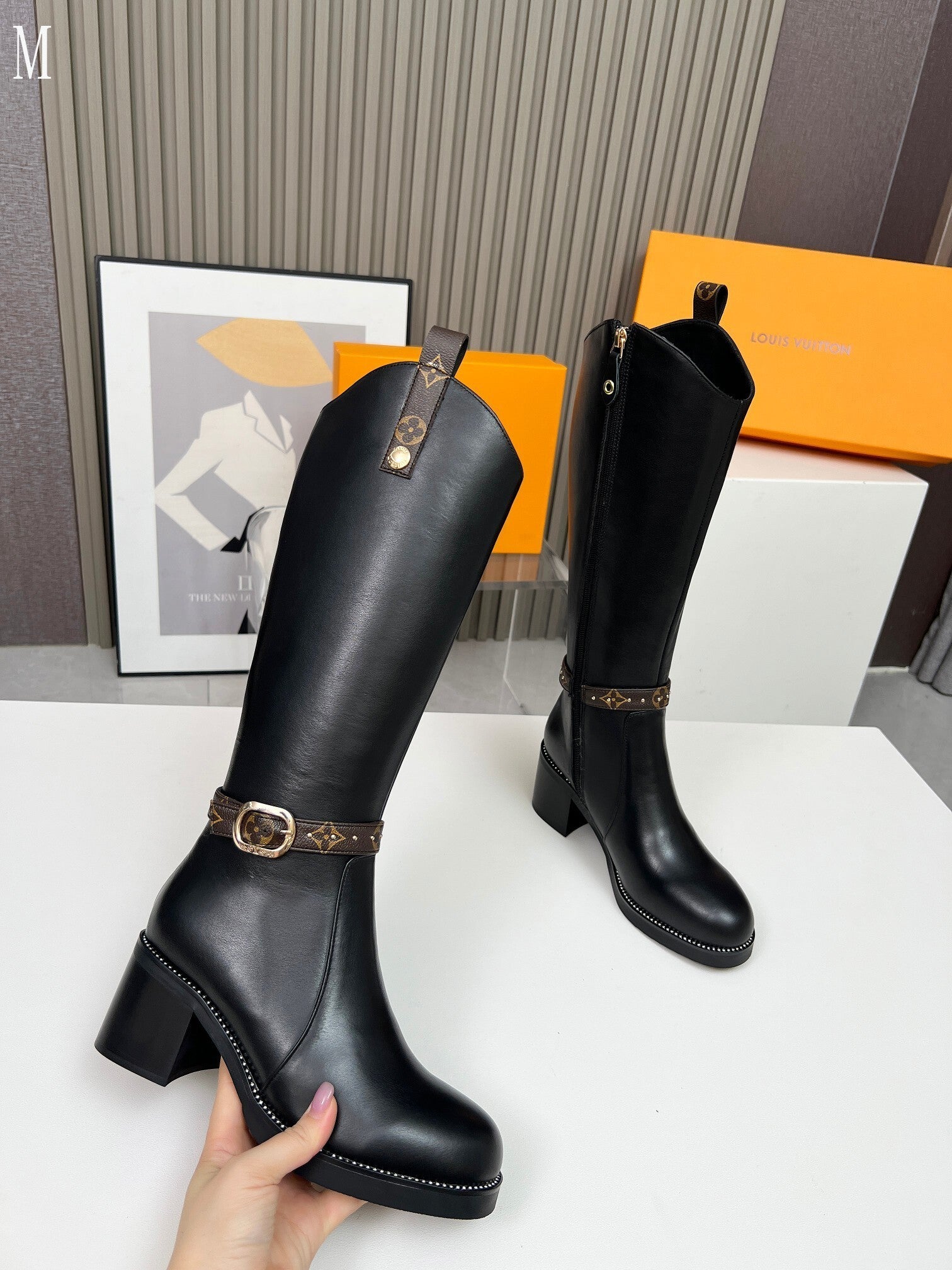 Black Knee-High Leather Boots