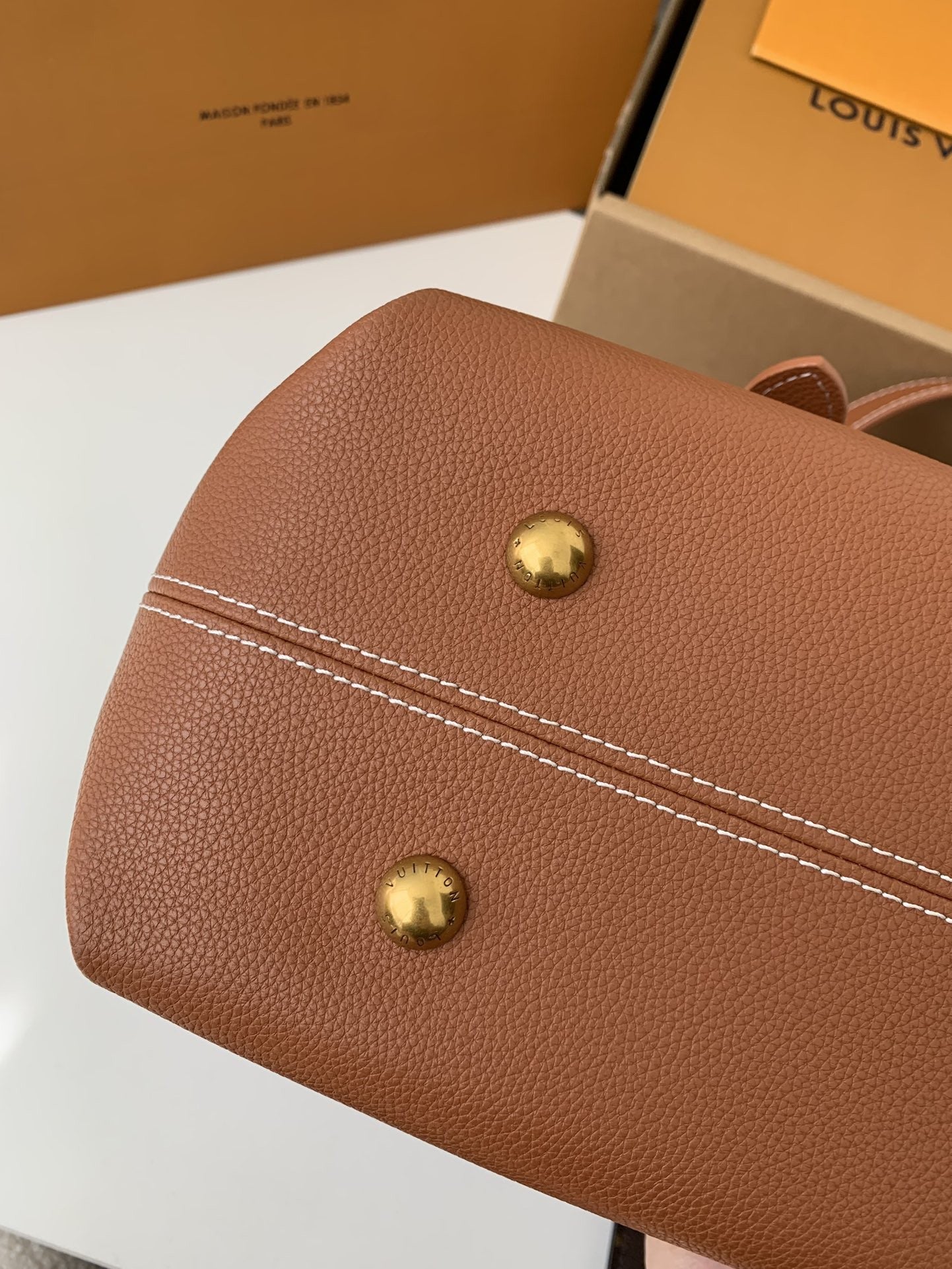 Calfskin Leather Tote Bag with Monogram Pouch