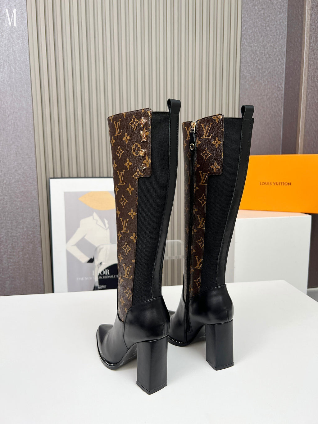 Monogram Knee-High Leather Boots