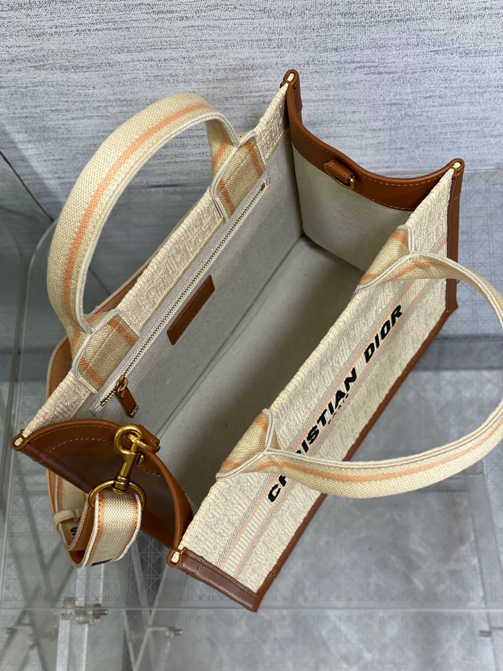 Canvas Tote Bag with Leather Trim