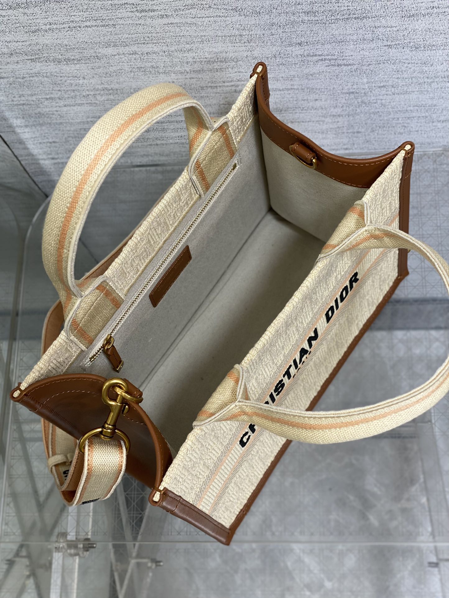 Canvas Tote Bag with Leather Trim