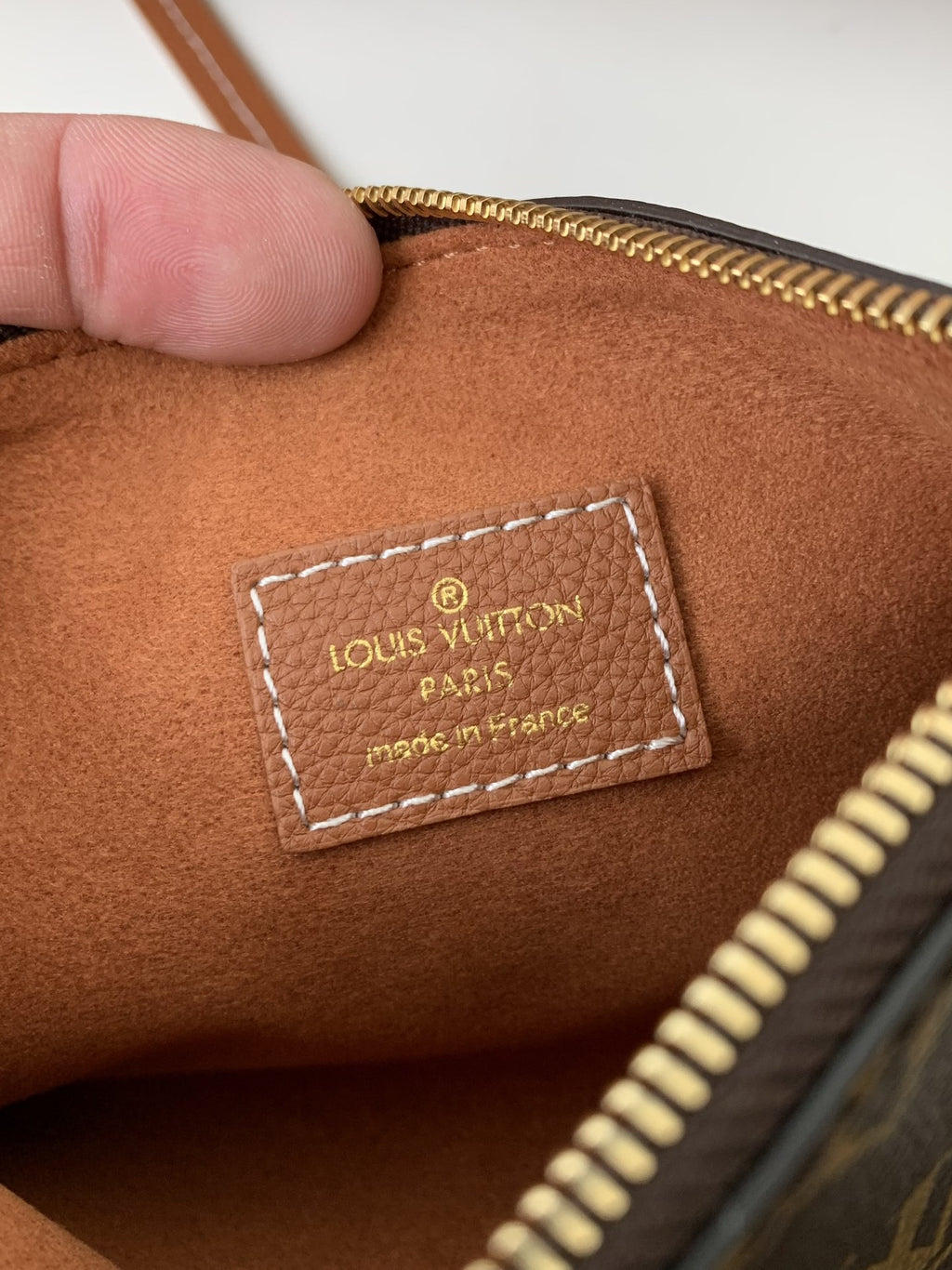 Calfskin Leather Tote Bag with Monogram Pouch