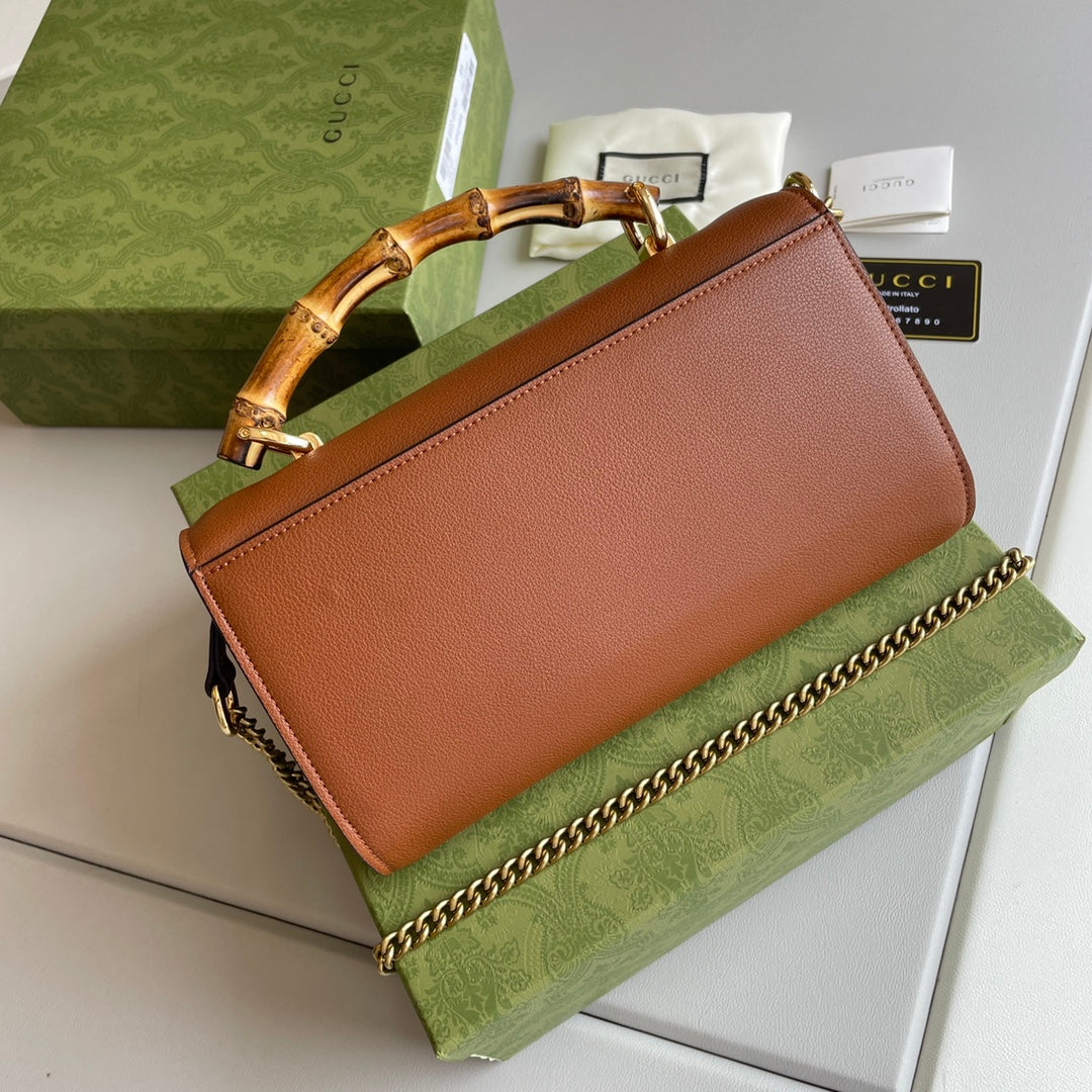 Bamboo Handle Leather Wallet with Chain