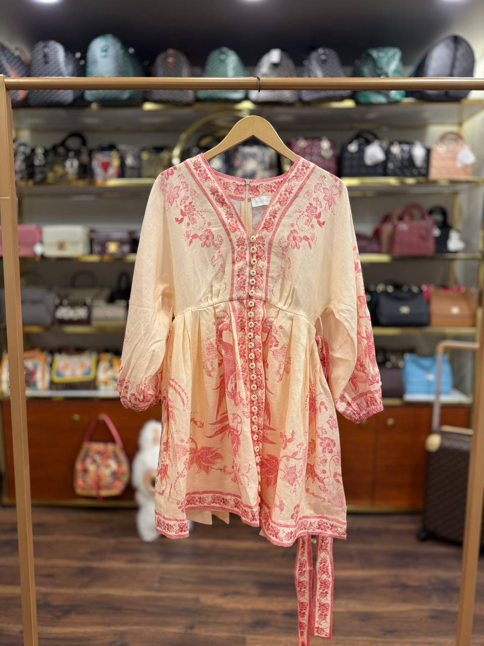 Lucky Plunge Linen Mini Dress