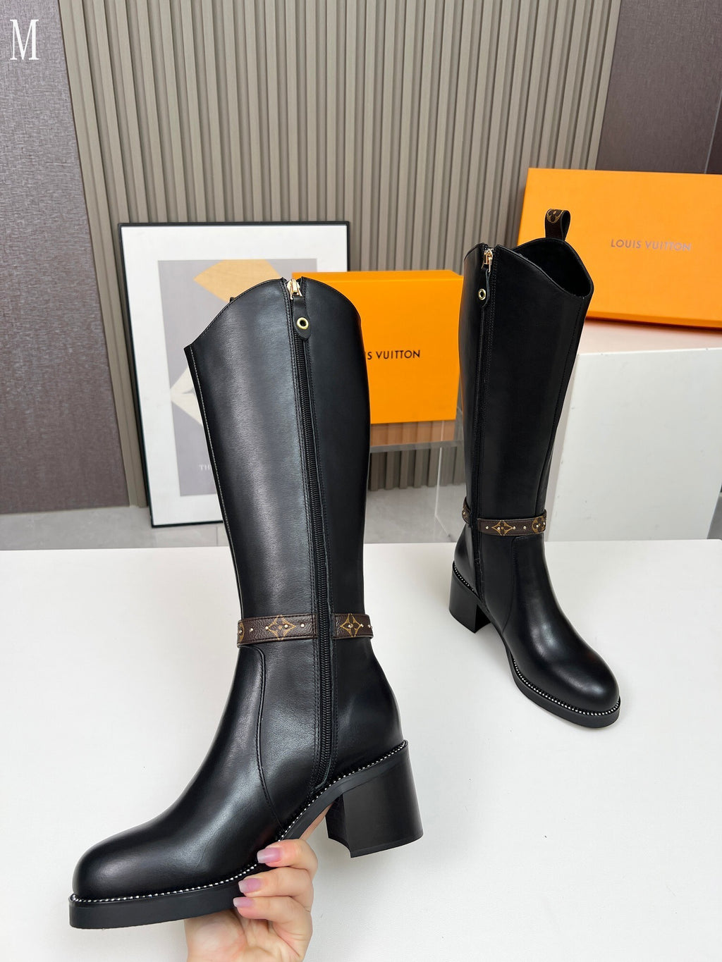 Black Knee-High Leather Boots