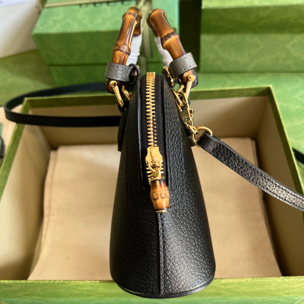 Diana Leather Bamboo Handle Bag