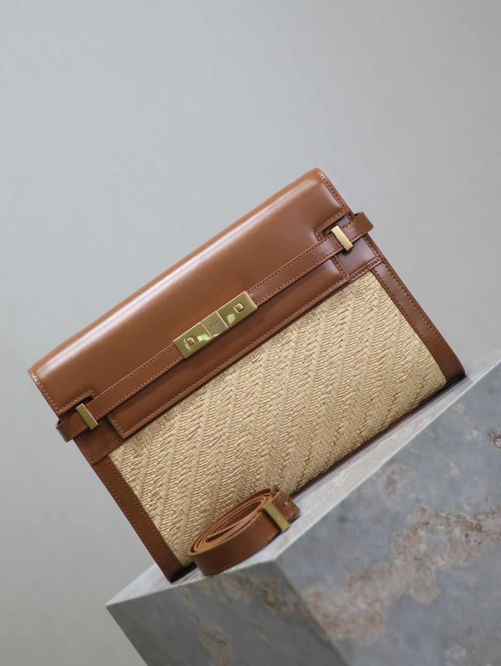 Crocodile-Embossed Leather Chain Bag