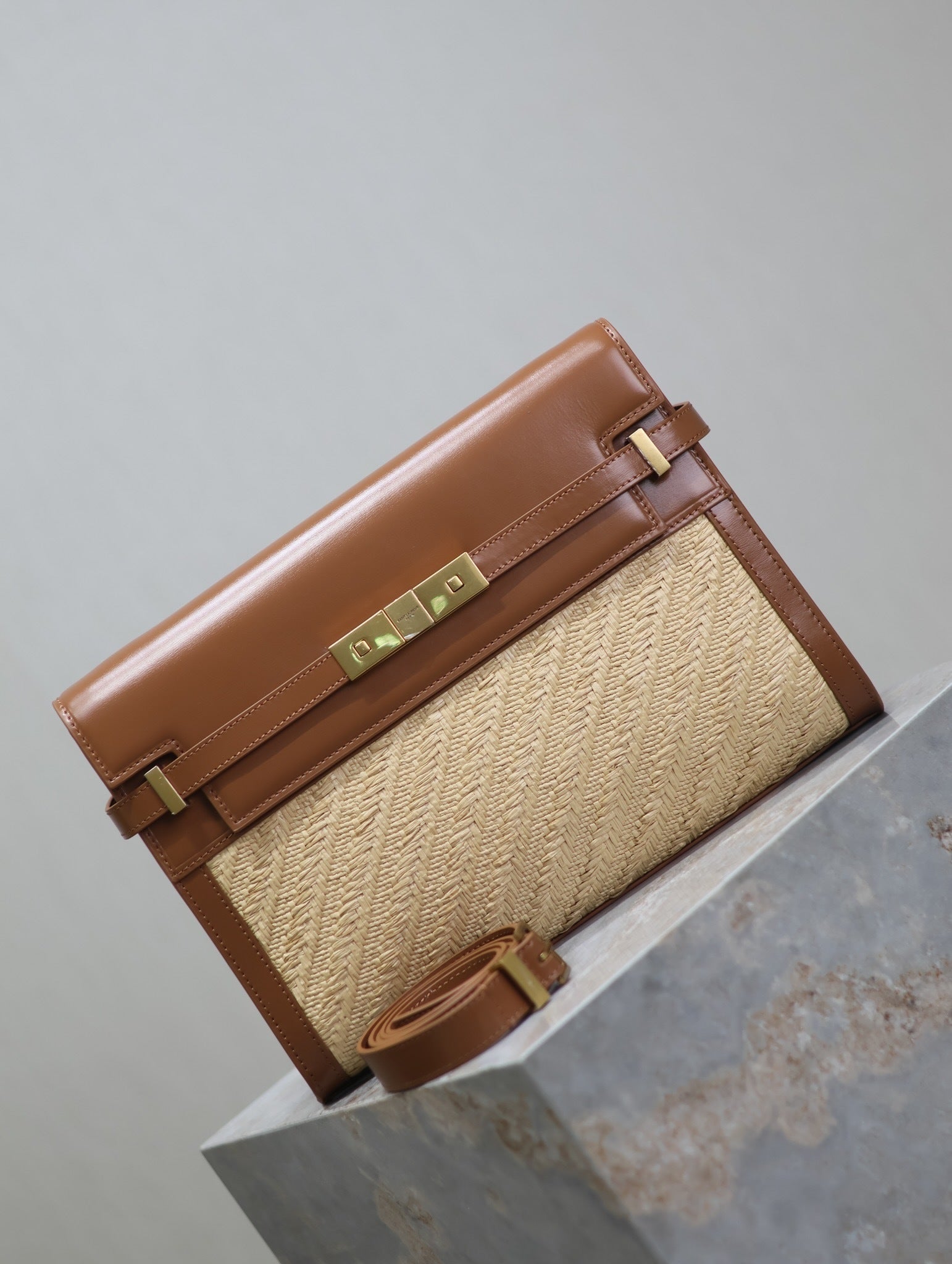 Crocodile-Embossed Leather Chain Bag