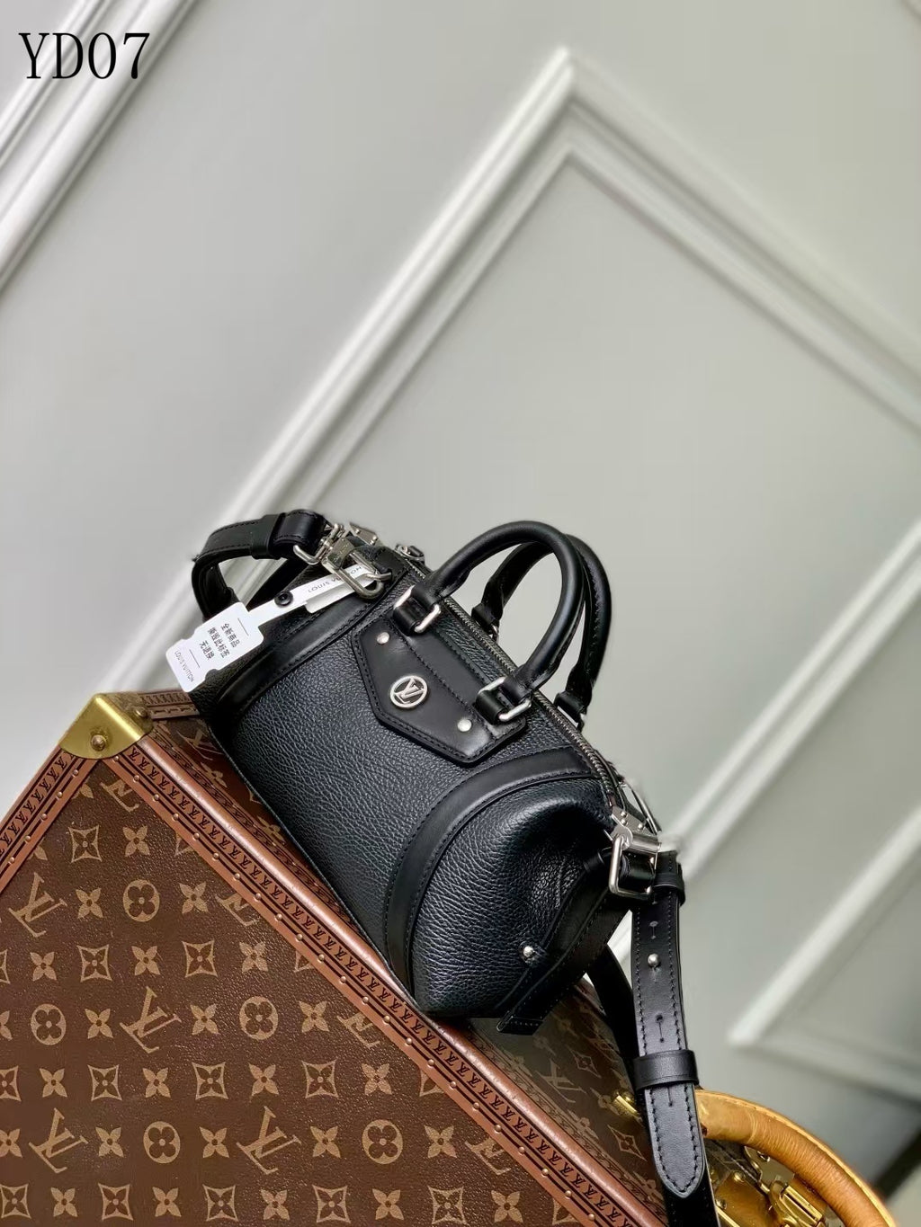 Black Leather Speedy Satchel Bag