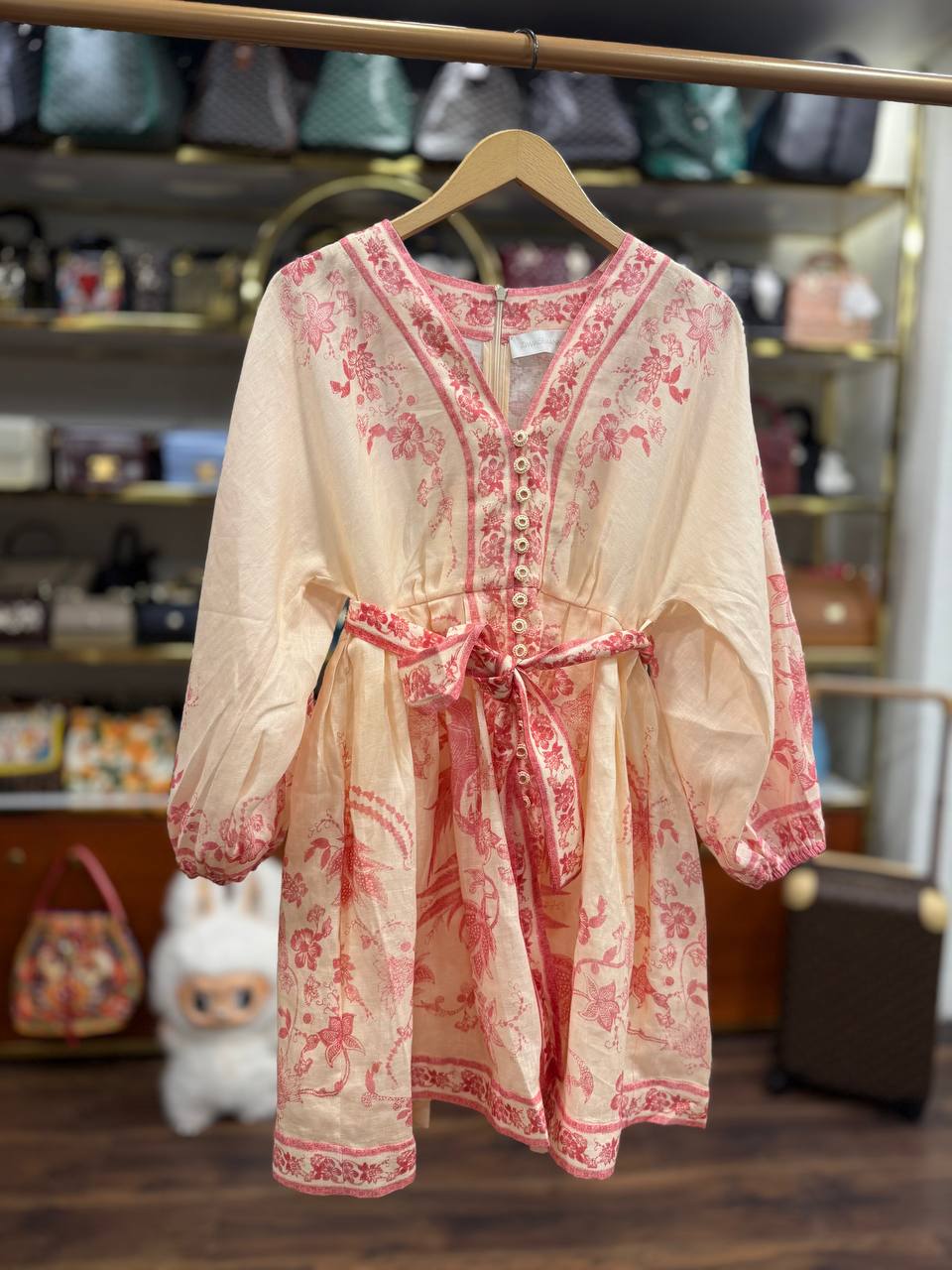 Lucky Plunge Linen Mini Dress